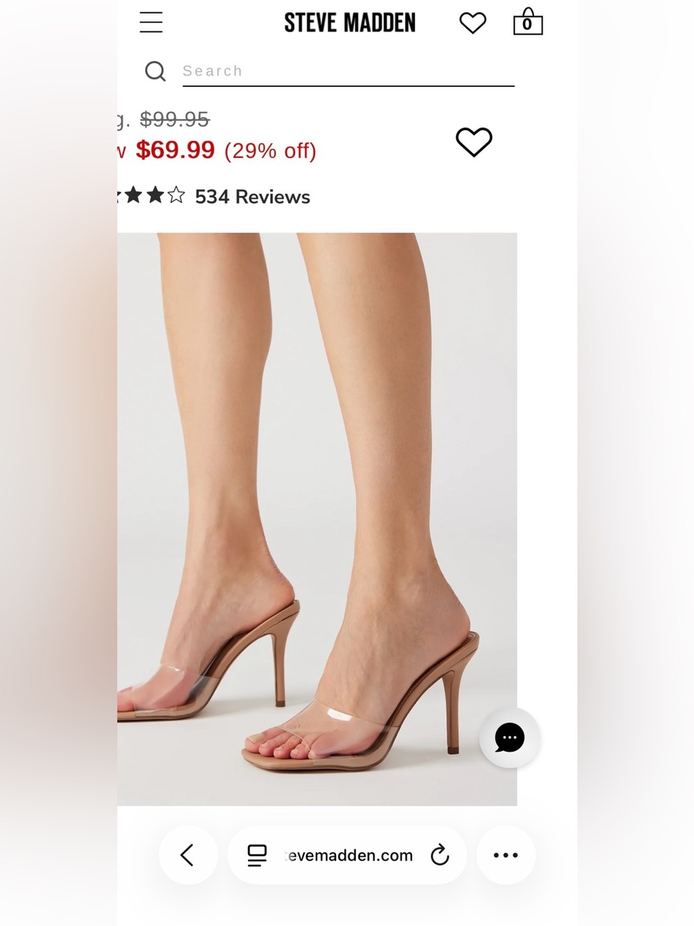 Steve Madden Nude Clear Strap Sandal High Heel Mule